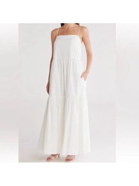 Rag & Bone Leila White Cotton Poplin Maxi Dress